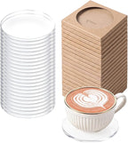 24 Pcs Clear Acrylic Coasters, Round Drink Coasters by RimCereal