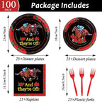 Qyeahkj 100PCS Derby Day Plates and Napkins Party Supplies Horse Racing - Image 2