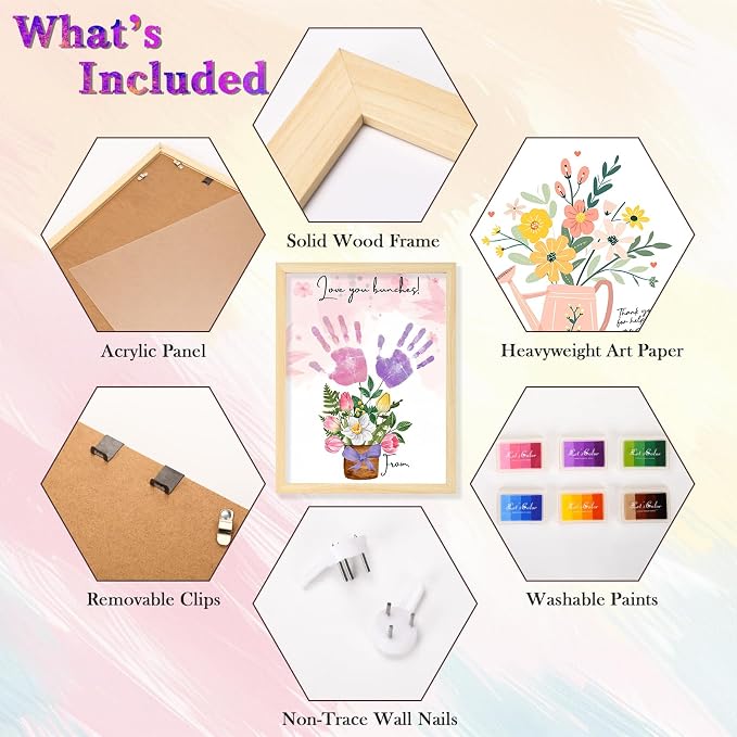 CLUSIVC Mother’s Day Handprint Flower Craft Kit – DIY Flower Bouquet Gift - Image 4