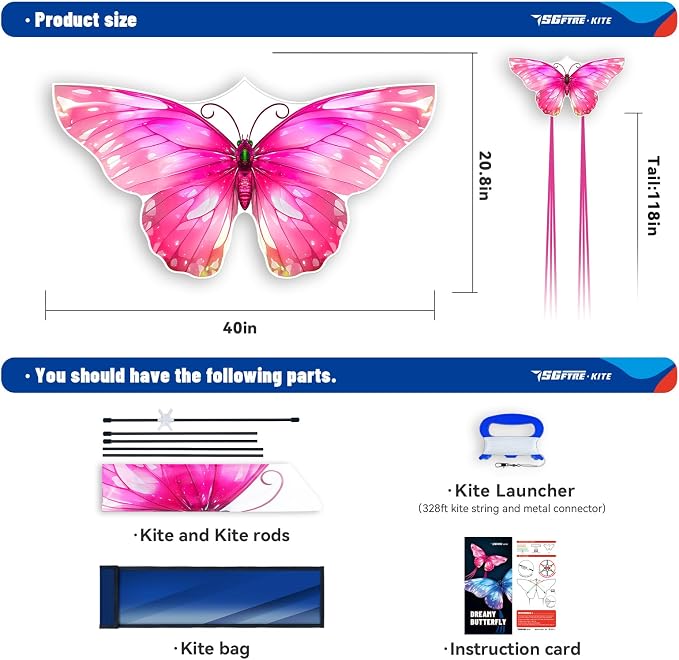 SGftre Butterfly Kite for Boys and Girls Easy Flight Hand Kites Perfect Outdoor - Image 5