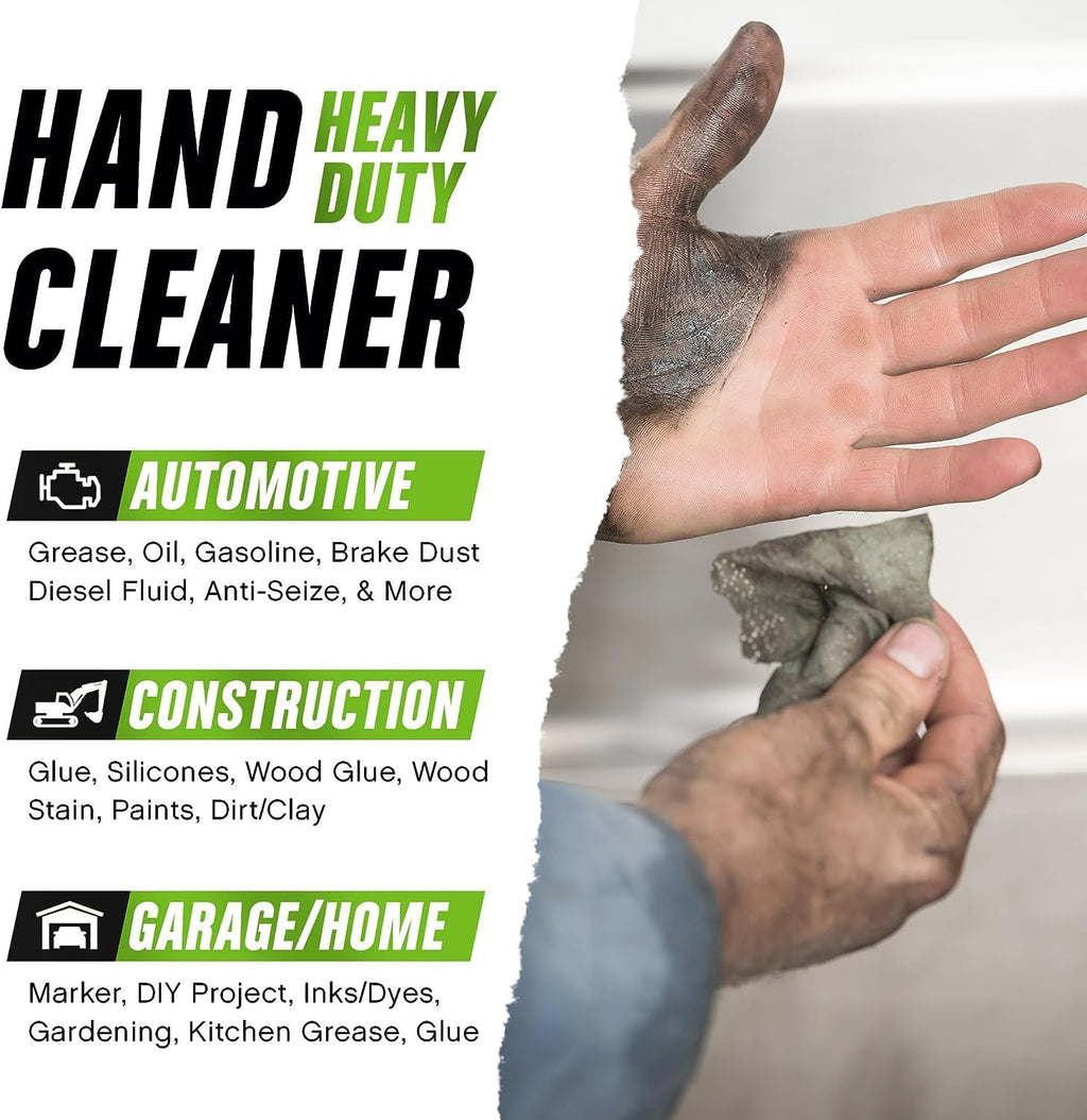 Grip Clean Heavy Duty Hand & Tool Cleaning Wipes – Waterless Hand Cleaner for Mechanics, Garage & Shop Use – Dual-Sided Grease, Oil & Paint Remover Wipes with Citrus Scent - 30ct