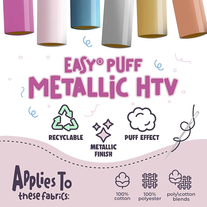 Siser Easy Puff Metallic HTV 12"x5ft" Roll – Puffy Heat Transfer Vinyl – - Image 8