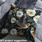 Hummingbird Fabric by The Yard, Botanical Flowers Rustic DIY Art Project - Image 3