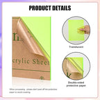 Fluorescent Green Acrylic Sheets 1/8 inch Thick 3mm 2 Pack 8 x 10 Clear - Image 3