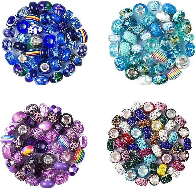 Aipridy Assortment European Large Hole Beads Spacer Beads Rhinestone Craft Beads - Image 2