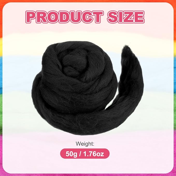 MECCANIXITY Wool Roving Yarn Soft Felting Wool 50g/1.76oz Pure Chunky Roving - Image 2