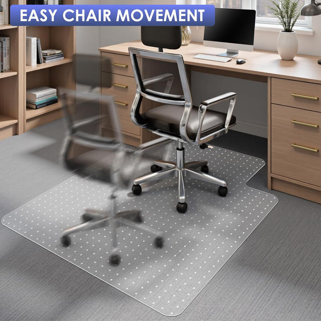 Kuyal Office Chair Mat for Carpet, 2 Pack 36x48 Clear Heavy Duty Computer Chair Mat with Lip, Under Desk Protector Carpeted Floors Mat, Easy Chair Movement,Ship Flat