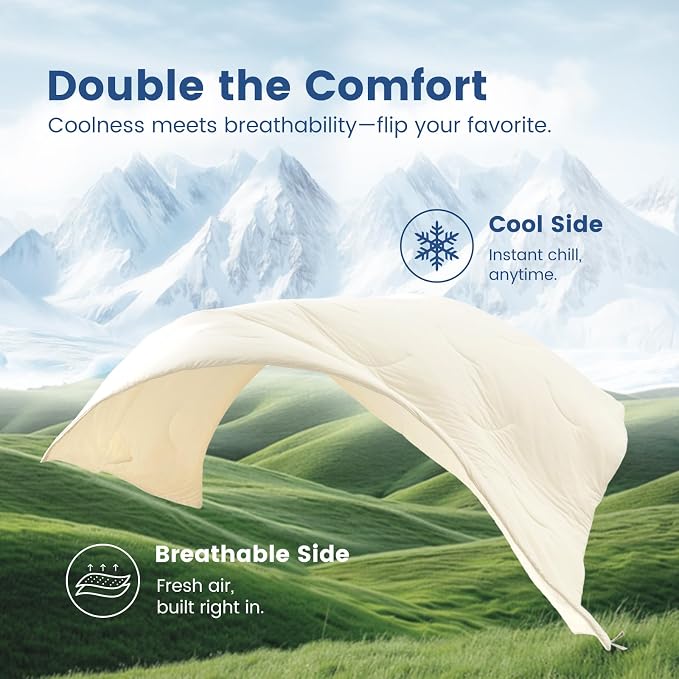 Cozy Bliss Cooling Comforter King Size, Reversible Lightweight Cooling Blankets - Image 9
