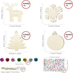 Hidreas 40 Pcs Wooden Ornaments Unfinished Christmas DIY Ornaments Craft Kit - Image 2