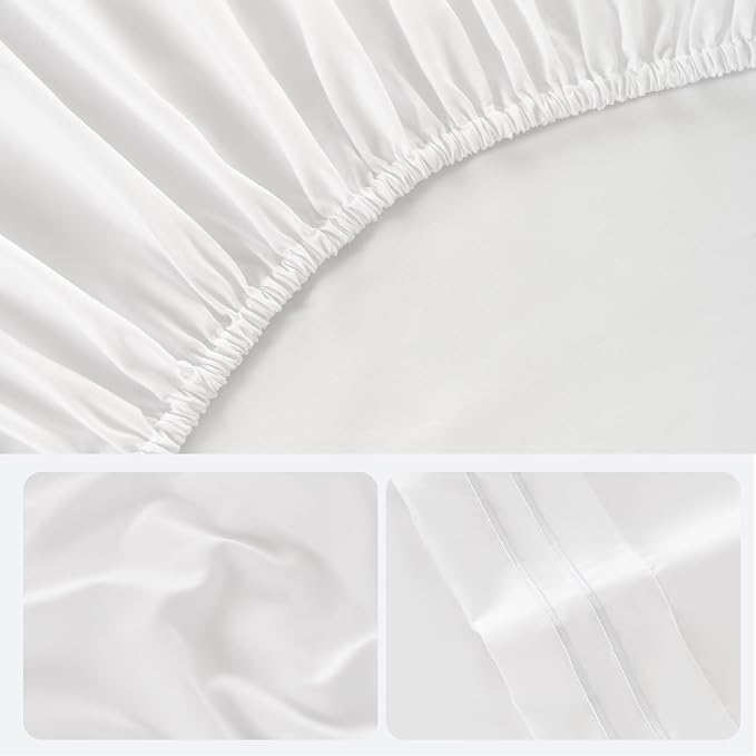 ROSE&RISY White Twin Sheet Set, 3 Pieces Soft Bedding Twin Sheet Set, - Image 7