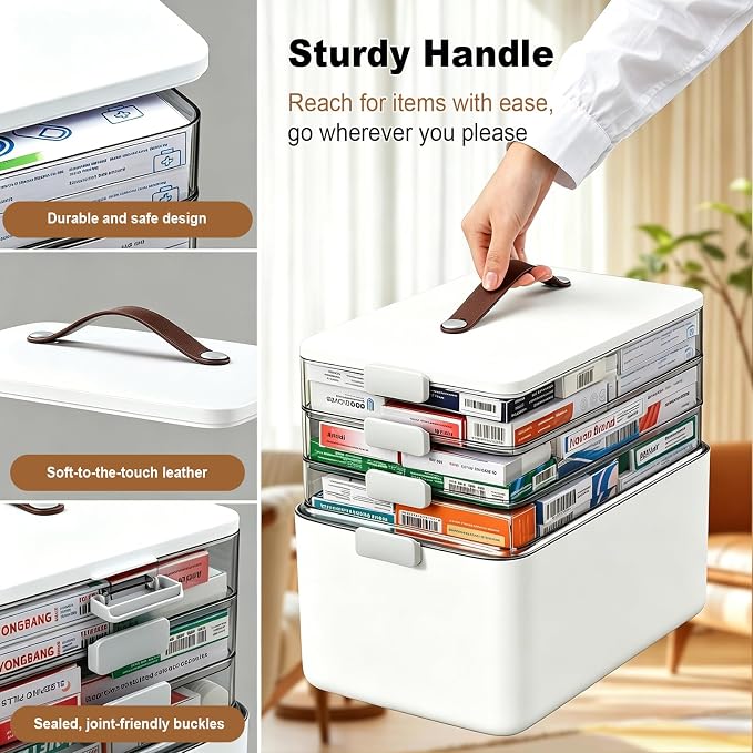 MOPUP 4-Tier Medicine Craft, Organizer Storage, Portable Latch Bin - Image 8