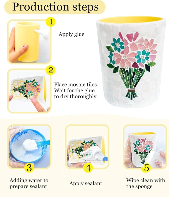YUCHIYA DIY Glass Mosaic Pen Holder Craft Kit - Image 5
