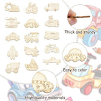 100 pcs Mixed Styles Transportation Theme Undyed Wood Cutout Charms Car Vehicle - Image 3