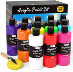 Nicpro 12 Colors Large Bulk Acrylic Paint Set Rich Art Painting Supplies by Nicpro