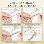 6Pcs Beadable Keychain Bars Blanks Bead Keychain Bar Metal Beaded Keychains - Image 4