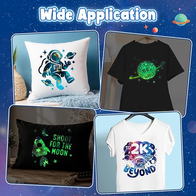 HTVSTD Dark Space HTV Heat Transfer Vinyl 8Sheets 12×10in Iron on Vinyl | Glow - Image 6