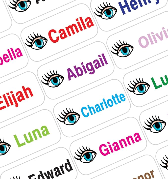 Personalized Name Labels for Kids – 60 Waterproof Peel-and-Stick Labels for by GILBIN