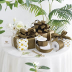 HUIHUANG Brown Wired Ribbon 2.5 inch Brown Satin Wire Ribbon - Image 3