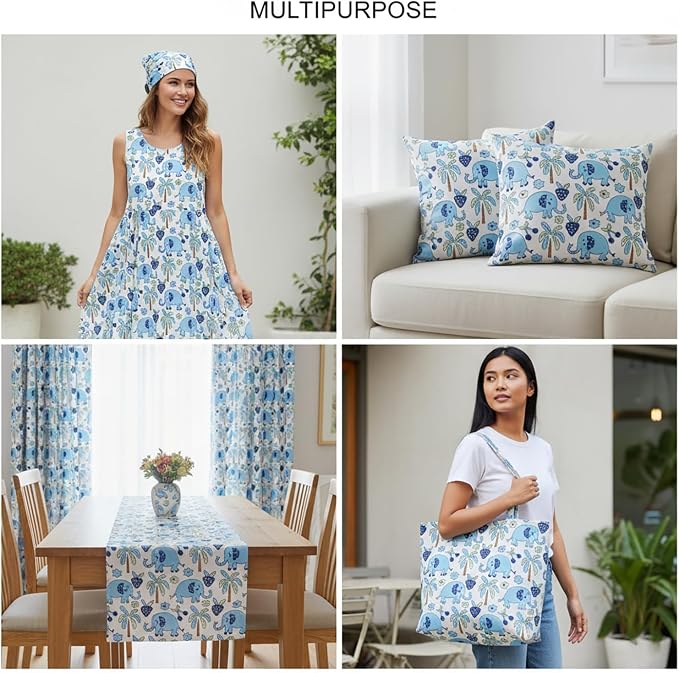 E-Tailor® Hand-Block Printed Pre-Cut Cotton Fabric Ideal - Image 5