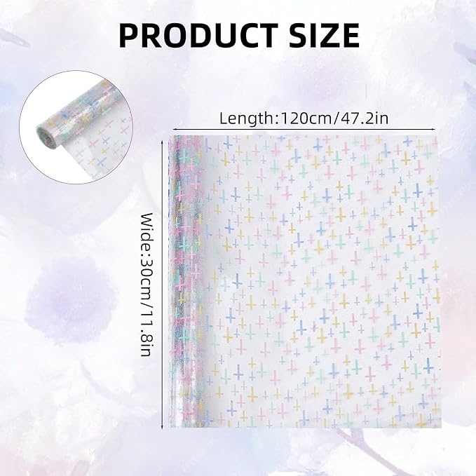Cross Printed TPU Jelly Faux Leather Fabric, 11.8 x 47.2 Inch Clear TPU Vinyl - Image 2