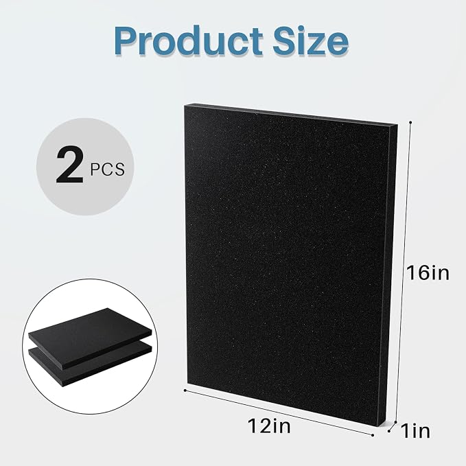 Black foam 2 pieces, Polyurethane Foam sheet, high-density foam padding - Image 2