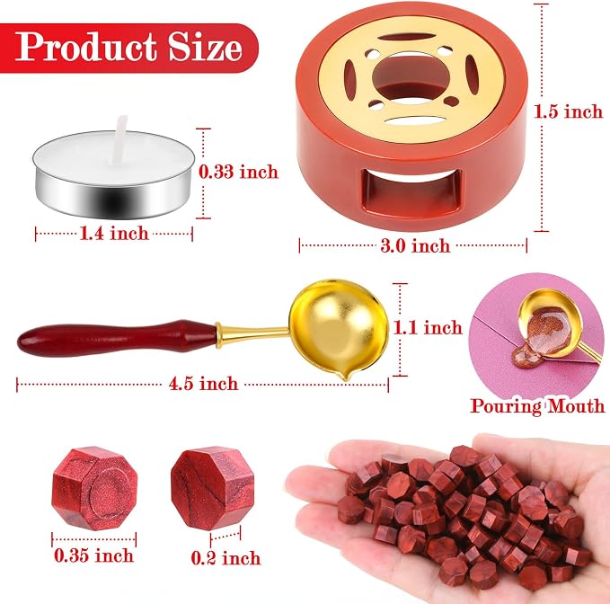 Red Wax for Letters Stamp Seals, Paxcoo 312pcs Stamp Wax Kit - Image 6