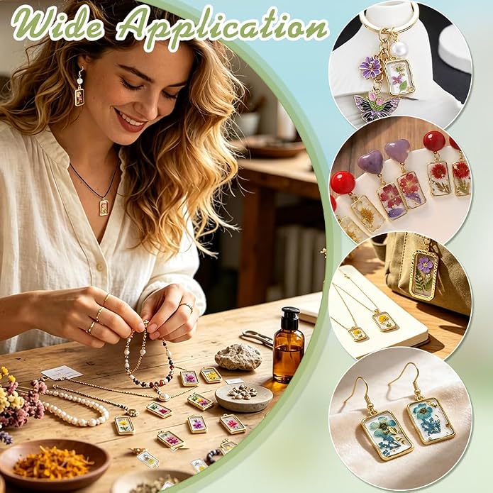PH PandaHall 14pcs 7 Styles Resin Flower Charms 1 inch Dried Pressed Flower - Image 5
