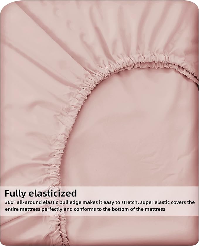 HBHLFZ King Fitted Sheet Only 2 Pack, Soft Breathable Bottom Sheet - Image 5