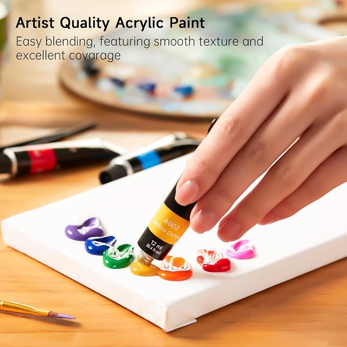 Shuttle Art Acrylic Paint Set, 16 x12ml Tubes Artist Quality Non Toxic Rich - Image 5