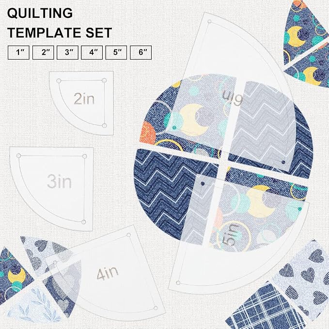 BENECREAT 10Pieces Quilting Acrylic Template Set, 2/3/4/5/6Inch Transparent - Image 3