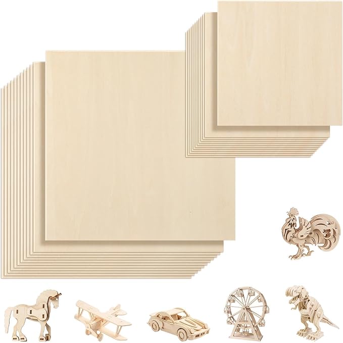 SiliFine 6x6+12x12 Inch 24 Pack Basswood Sheets by SiliFine