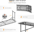 VINGLI 6 FT Narrow Folding Table, Tabletop Folded in Half, Home Work - Image 4