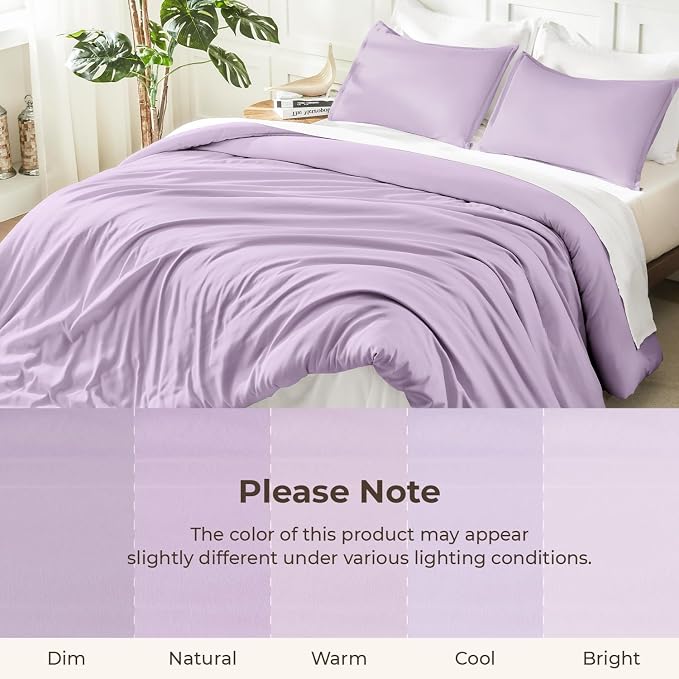 Litanika Lavender Purple Comforter King Size, 3 Pieces Lightweight Solid - Image 8
