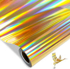 Holographic Gold Metallic Foil Heat Transfer Vinyl, Chrome HTV Easy to Cut & by WRTUUED
