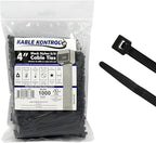 Kable Kontrol Cable Zip Ties 1000 Pcs 4 Inch Black, 18 Lbs Tensile Strength by KABLEKONTROL%C2%AE