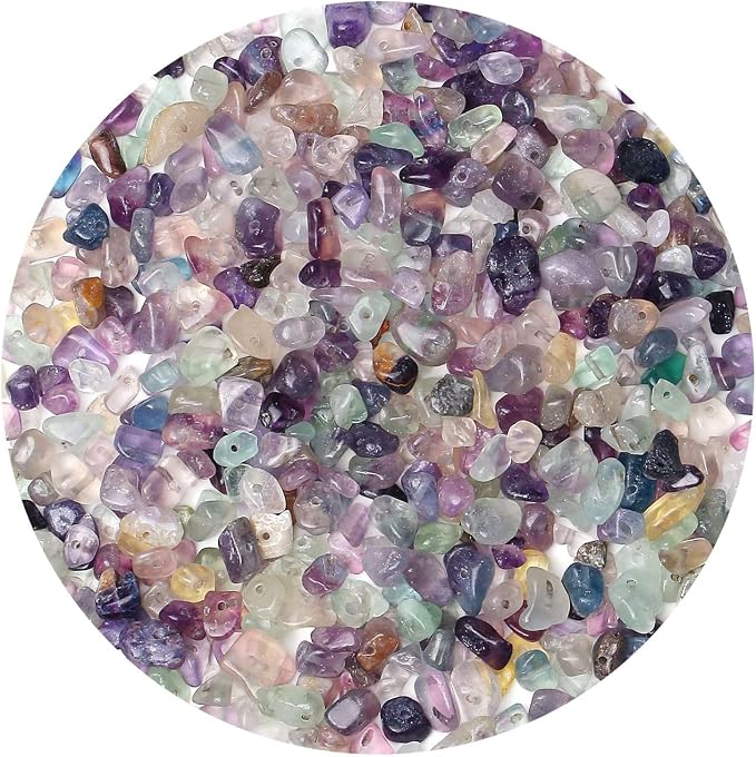 LAIDANLA Fluorite 400pcs Natural Chip Stone Beads 5-8mm Healing Crystal by LAIDANLA