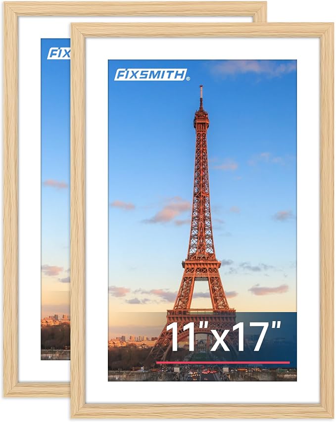 FIXSMITH 11x17 Picture Frame Natural Set of 2, Photo Frame by FIXSMITH