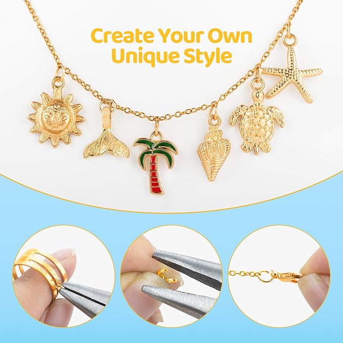 Zefy 18K Gold Silver Chain for Jewelry Making Kit, 39.6ft 12 Rolls Stainless - Image 4