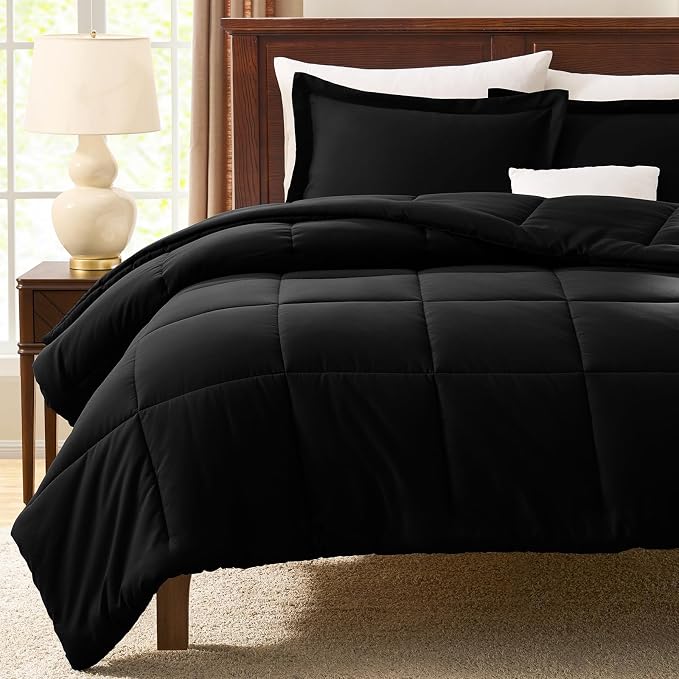 CozyLux Twin/Twin XL Comforter Set Black - Image 6