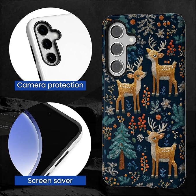 Case for Samsung Galaxy S23 FE Case, Cute Christmas Reindeer Design Hybrid Dual - Image 2