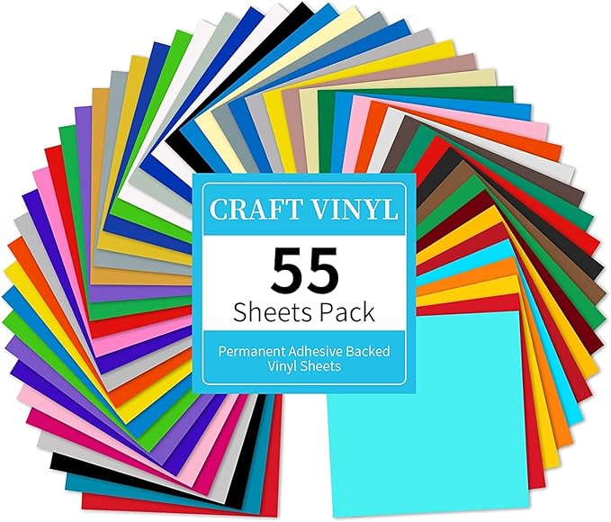 Lya Vinyl 55 Pack Permanent Adhesive Vinyl Sheets by LyaVinyl
