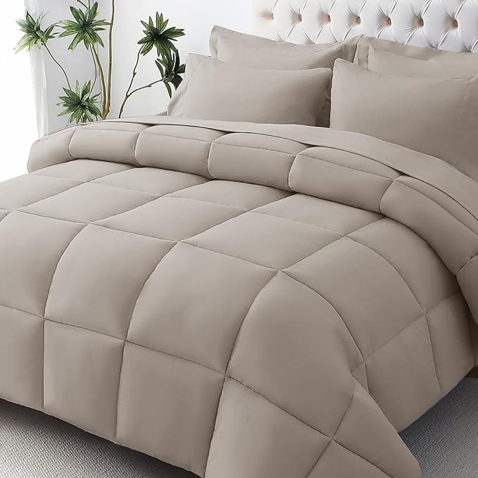 JOLLYVOGUE Full Comforter Set, Ultra-Soft Bed in a Bag Full Size 7 Pieces by JOLLYVOGUE