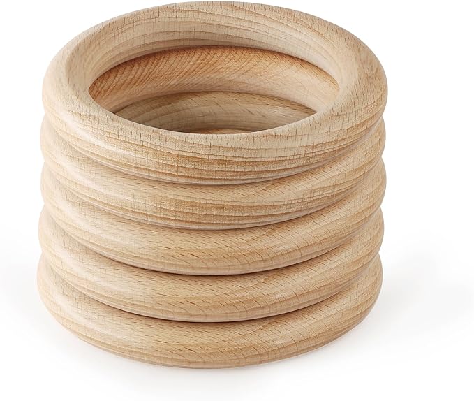 FoDau770 10pcs Natural Beech Wooden Rings, Unfinished Solid Wood Rings Heavy by FoDau770