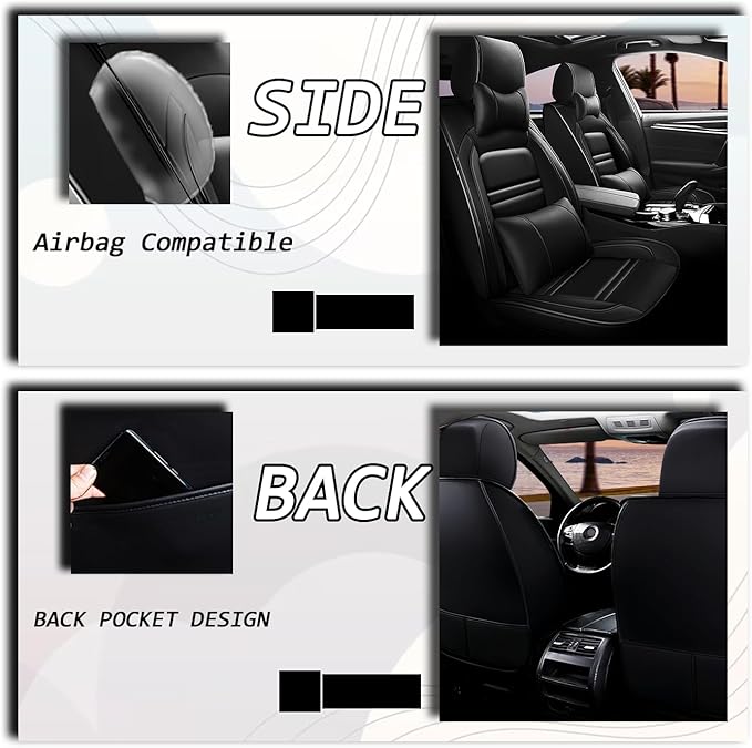 Car Seat Covers for Infiniti qx80 2014-2025 | 5-Seats Seat Covers, Waterproof Seat Protectors, Automotive Seat Covers (Full Set with Pillow,Black)
