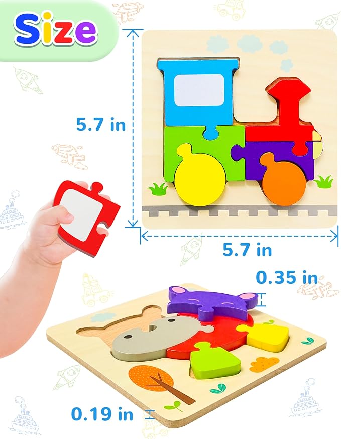 Yetonamr Wooden Toddler Puzzles Gifts Toys - Image 5