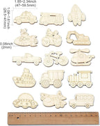100 pcs Mixed Styles Transportation Theme Undyed Wood Cutout Charms Car Vehicle - Image 2