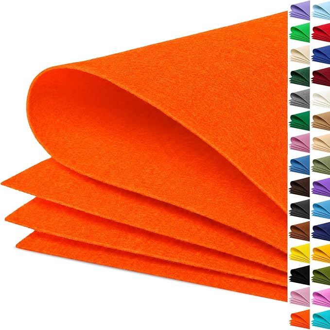 Orange Large Felt Fabric 36" x 36", 1mm Stiff Felt Sheet, Nonwoven Fabric by ZANEXIR