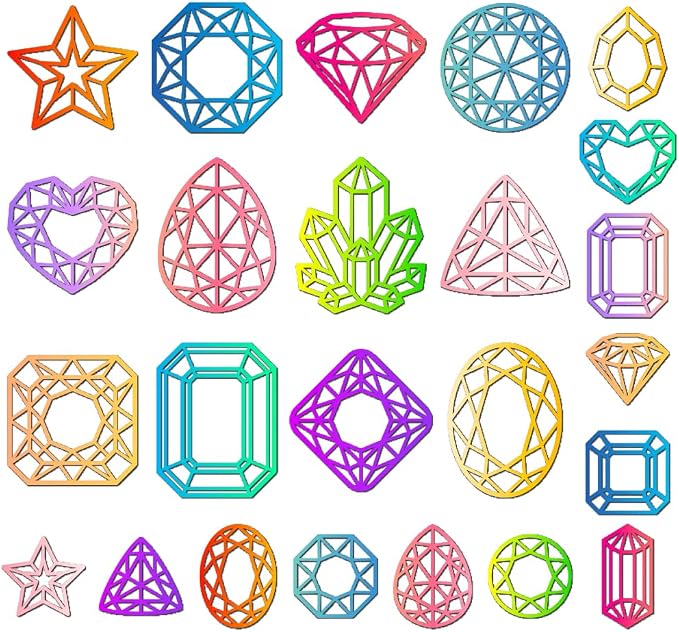 24 Styles Diamond Crystal Metal Cutting Dies Various Gemstones Die Cuts Carbon by DELORIGIN