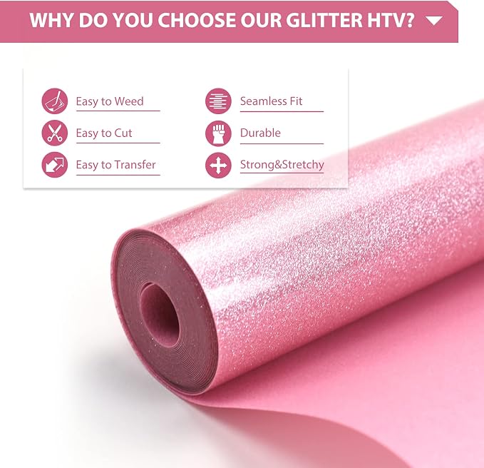 HTVRONT Glitter HTV, Easy-Weed for Craft Design - Image 3