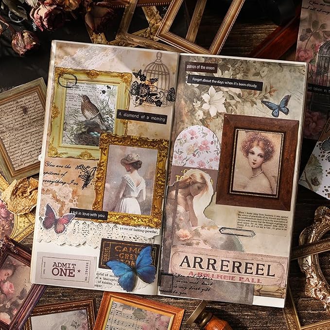 180 Pieces Vintage Scrapbook Picture Frame Cutouts Paper Stickers - Image 3